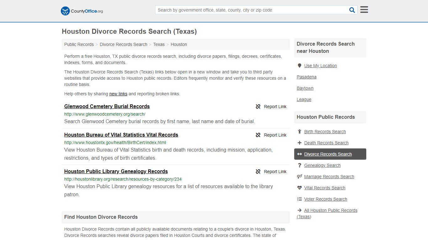Houston Divorce Records Search (Texas) - County Office
